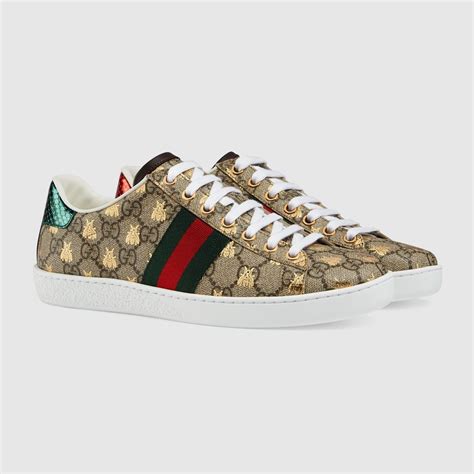 Women's Ace Sneaker GG Supreme Canvas With Gold Bees.